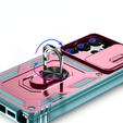 Etui pancerne do Samsung Galaxy S24 Ultra, CamShield Slide, zielone / różowe