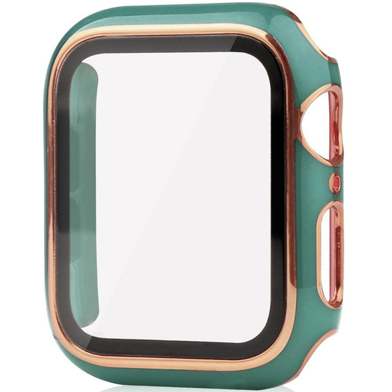 2w1 Etui + Szkło Hartowane do Apple Watch 4/5/6/SE 44mm, Zielone / Złote