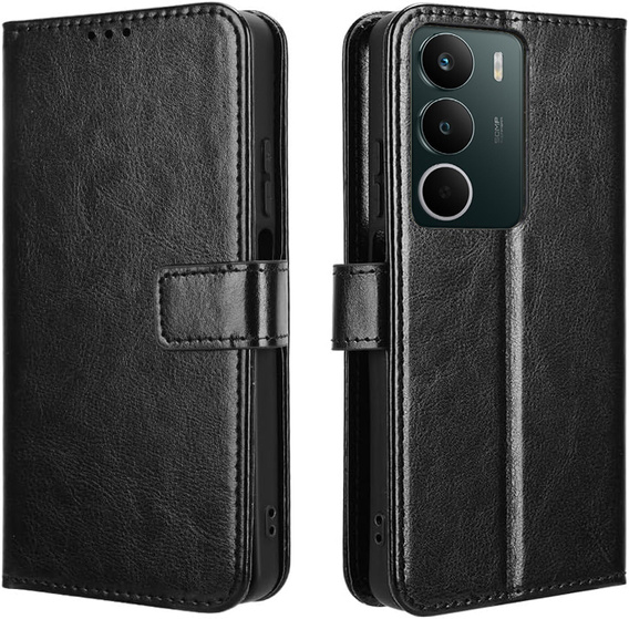 Etui z klapką do Realme C71, Crazy Horse Wallet, czarne
