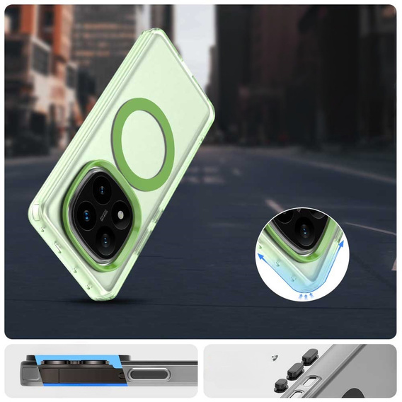 Etui do Xiaomi Redmi Note 14 Pro 5G / Poco X7 5G, Fusion Hybrid, do MagSafe, zielone