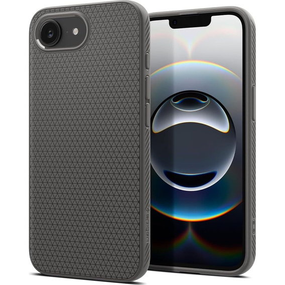 Etui Spigen Liquid Air do iPhone 16E – Marble Grey + Szkło Hartowane 9H