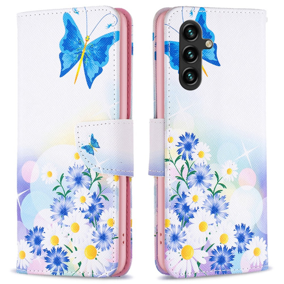 Etui z klapką do Samsung Galaxy A05s, Wallet, Butterfly & Flowers białe