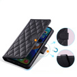 Etui z klapką do iPhone 16, Rhombus Crossbody Leather, czarne