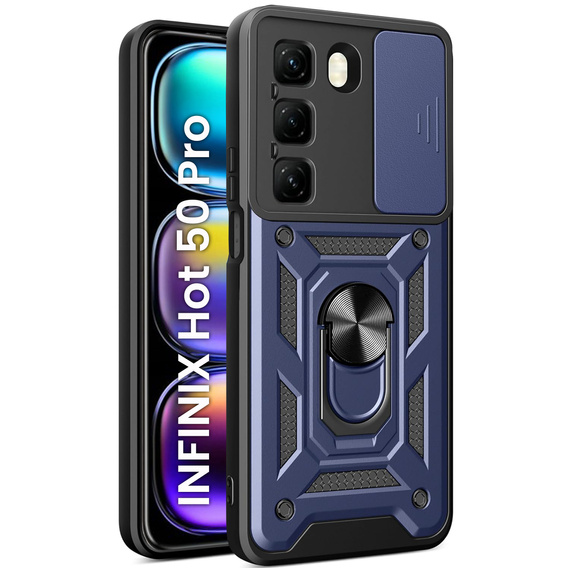 Etui pancerne do Infinix Hot 50 Pro 4G, CamShield Slide, niebieskie