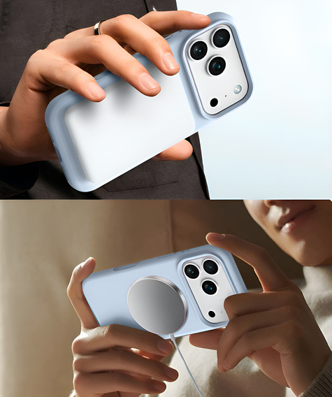 Etui silikonowe do iPhone 17 Pro - kompatybilne z MagSafe, antywstrząsowe, niebieskie