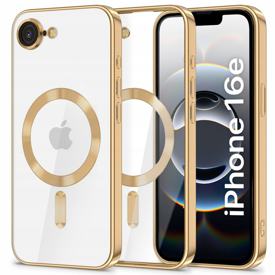 Etui do iPhone 16E, Electro MagSafe, złote + Szkło na ekran