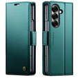 Etui z klapką CASEME do Samsung Galaxy Z Fold7 5G Litchi Wallet – zielone