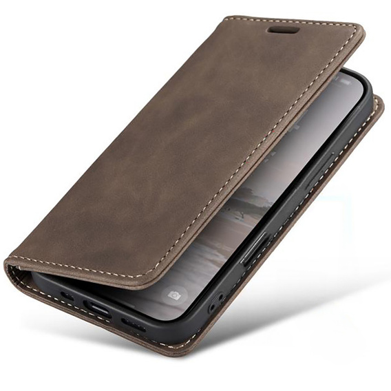 Etui do iPhone 17, ERBORD Vintage portfel z klapką, brązowe