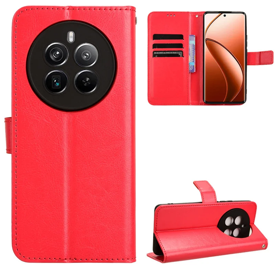 Etui z klapką do Realme 12 Pro 5G / 12 Pro+ 5G, Crazy Horse Wallet, czerwone