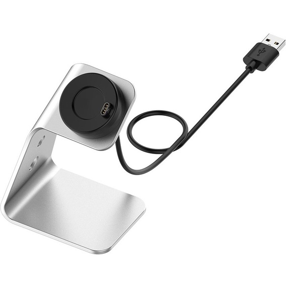 Aluminiowa Stacja Dokująca z kablem USB do zegarków Garmin, Srebrna