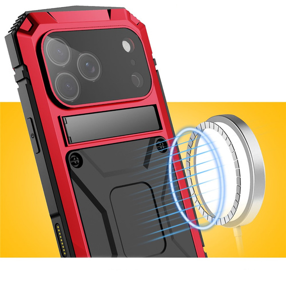 Etui R-JUST do iPhone 17 Pro z wbudowaną ochroną ekranu - czerwone