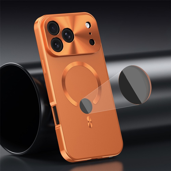 Etui do iPhone 17 Pro Max, ze szkłem prywatyzującym, do MagSafe – pomarańczowe