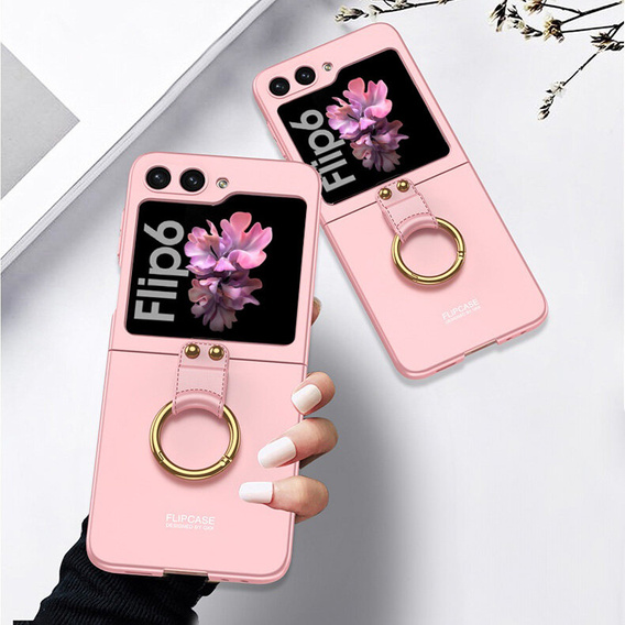 Etui GKK Ring Holder do Samsung Galaxy Z Flip7 FE / Z Flip6, różowe