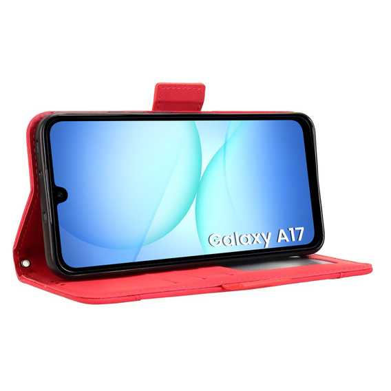 Etui z klapką do Samsung Galaxy A17 5G, Card Slot, czerwone