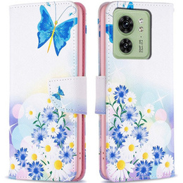 Etui z klapką do Motorola Edge 40 5G, Wallet, Butterfly & Flowers białe