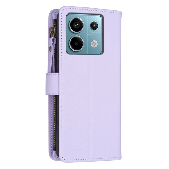 Etui z klapką do Xiaomi Redmi Note 13 Pro 4G / Xiaomi Redmi Note 14S / Xiaomi Poco M6 Pro 4G, Wallet Zipper Pocket, fioletowe