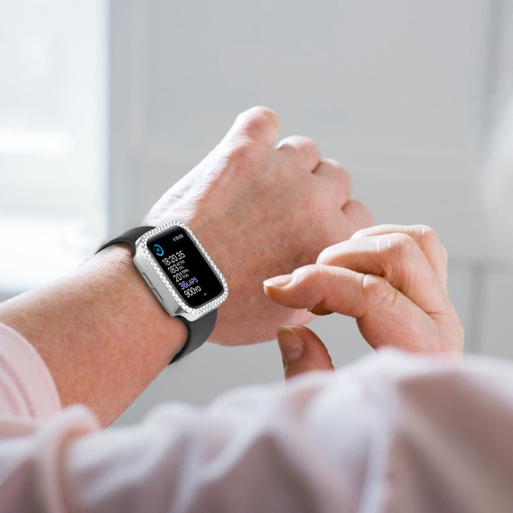 2w1 Etui + Szkło Hartowane do Apple Watch 7/8/9 45mm, Srebrne