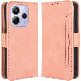 Etui z klapką do Xiaomi Redmi Note 14 4G, Card Slot, różowe
