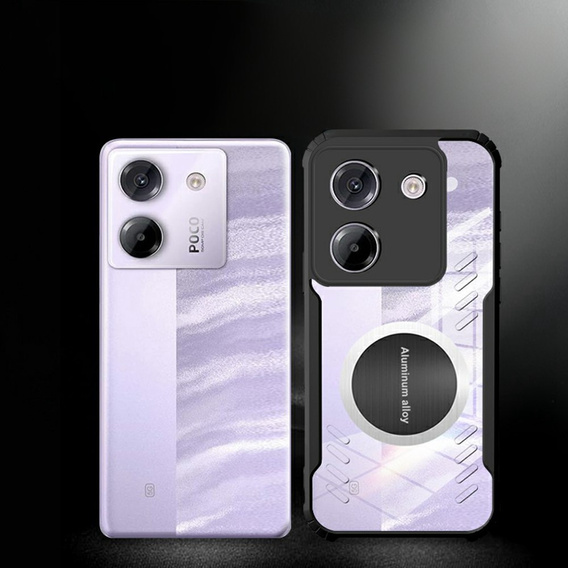 Etui do Xiaomi Poco M7 Pro 5G, z blaszką magnetyczne, przezroczyste / czarne