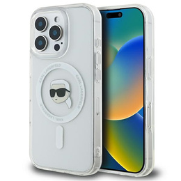 Etui Karl Lagerfeld do iPhone 16 Pro Max, IML Metal Karl Head MagSafe, przezroczyste