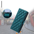 Etui z klapką do Samsung Galaxy S24 FE, Rhombus Crossbody Leather, ciemnozielone