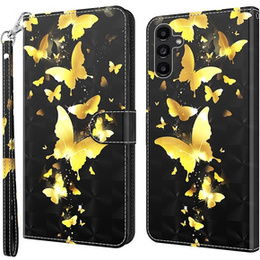 Etui z klapką do Samsung Galaxy A14 4G/5G, Wallet, Butterflies złote