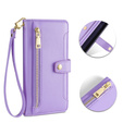 Etui z klapką do iPhone 14 Pro, Wallet Zipper Pocket, fioletowe