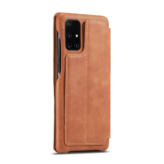 Etui z klapką do Samsung Galaxy A51, LC.IMEEKE, brązowe