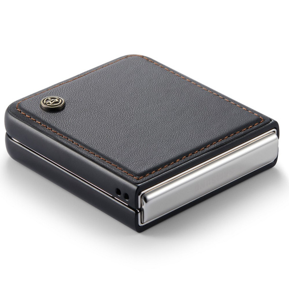 Etui do Samsung Galaxy Z Flip7 FE / Z Flip6, CASEME Litchi Leather, czarne
