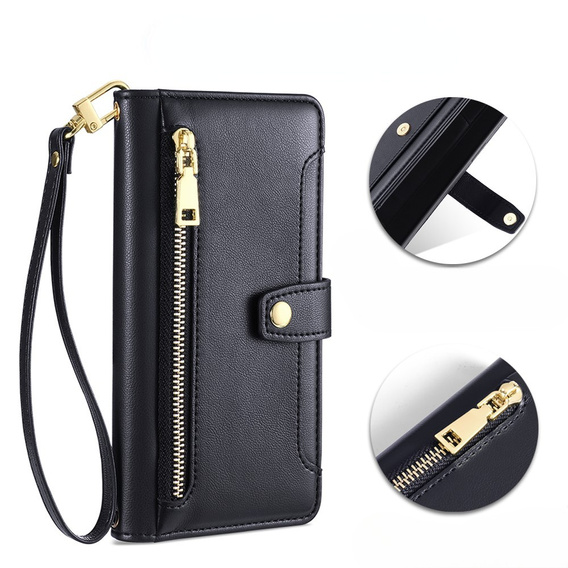 Etui z klapką do Realme 14 Pro+ 5G, Wallet Zipper Pocket, czarne