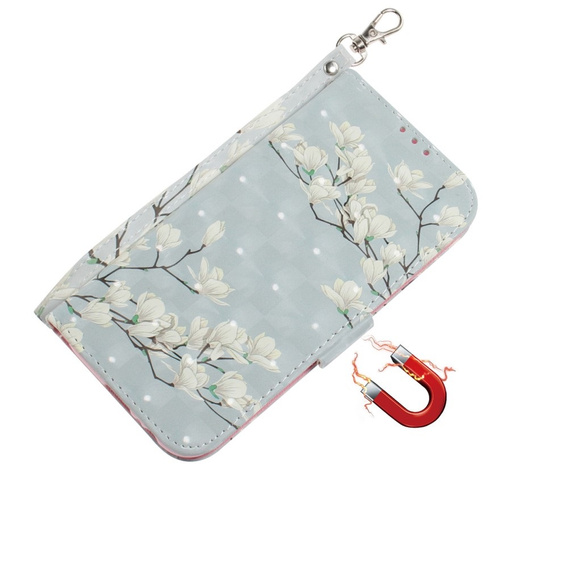 Etui z klapką do Xiaomi Redmi Note 13 Pro 5G, Wallet, Magnolia Flowers szare