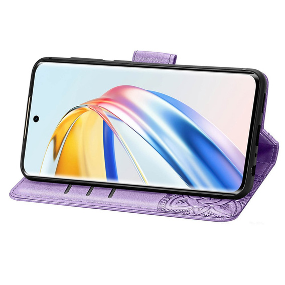 Etui z klapką do Honor Magic 6 Lite 5G, Butterfly, fioletowe