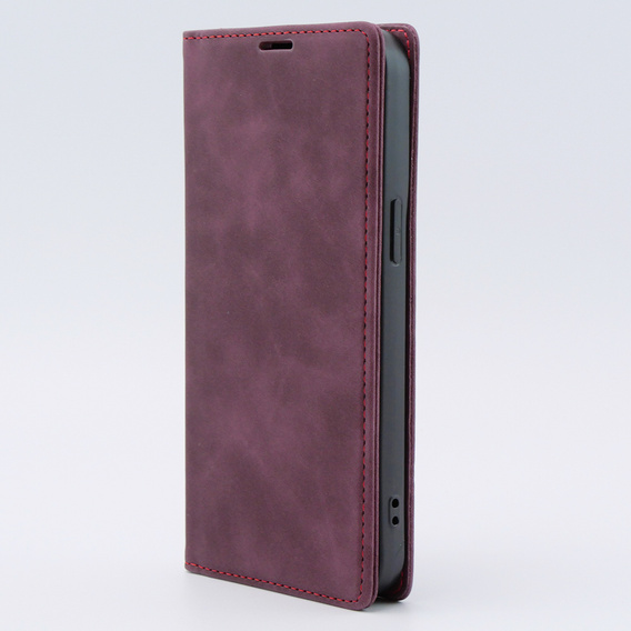 Etui do iPhone 15 Pro Max, ERBORD Vintage portfel z klapką, czerwone