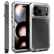 Etui do iPhone 17 Pro Max, pancerne, z wbudowanym szkłem, srebrne