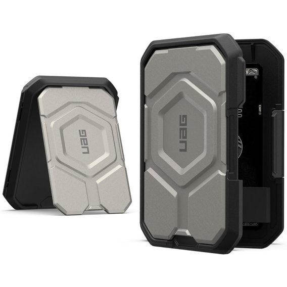 Magnetyczny portfel Urban Armor Gear do iPhone – srebrny, kompatybilny z MagSafe