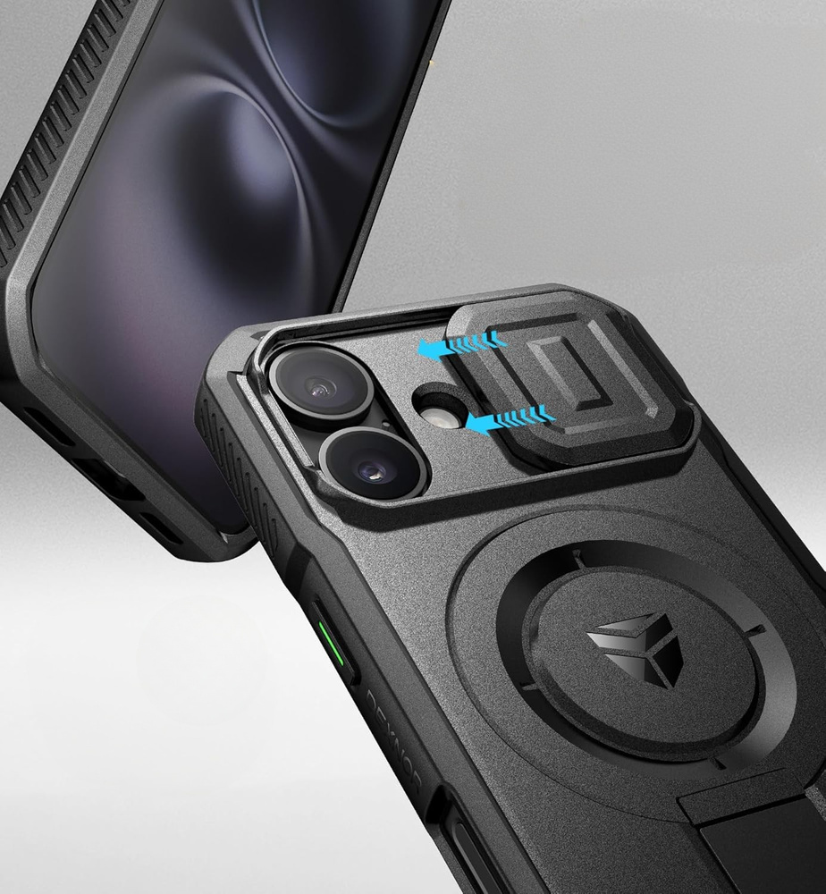 Etui Dexnor do iPhone 16 – przesuwana magnetyczna osłona aparatu