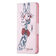 Etui z klapką do Motorola Moto G53 5G / G23 / G13, Wallet, Giraffe różowe