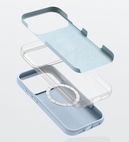 Etui silikonowe do iPhone 17 Pro Max - kompatybilne z MagSafe, antywstrząsowe, niebieskie