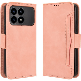 Etui z klapką do Xiaomi Poco F8 Pro, Card Slot, różowe
