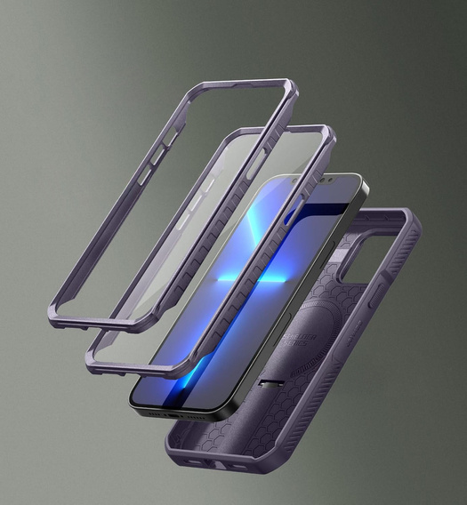 Etui pancerne Dexnor CamProtect z MagSafe do iPhone 12 Pro Max / 13 Pro Max – fioletowe