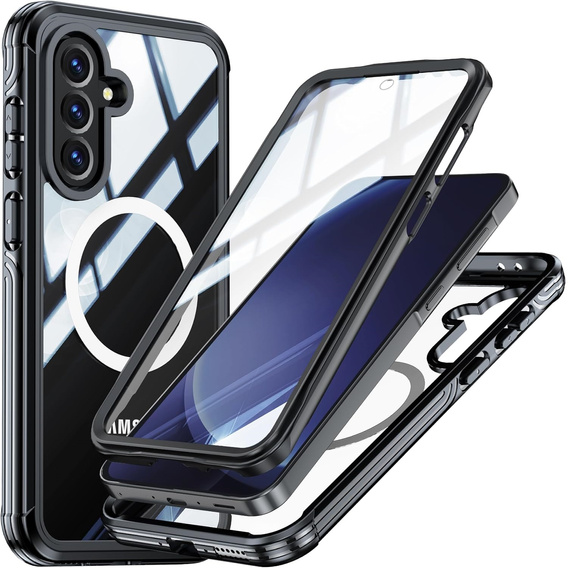 Etui do Samsung Galaxy A36 5G / Samsung Galaxy A56 5G, Shockproof, ze szkłem, do MagSafe, czarne