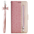 Etui z klapką do Samsung Galaxy S20 FE/5G, Wallet Pocket Zipper Lace, różowe