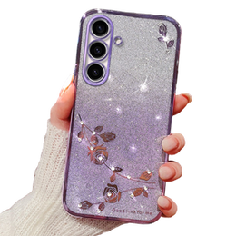 Etui do Samsung Galaxy A05s 4G, Glitter Flower, fioletowe