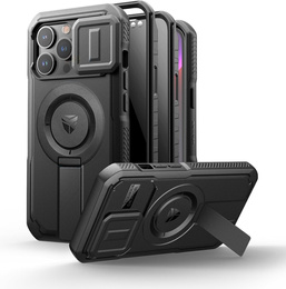 Etui pancerne do iPhone 13 Pro, Dexnor CamProtect MagSafe, z folią prywatyzującą, czarne (Dwie ramki)