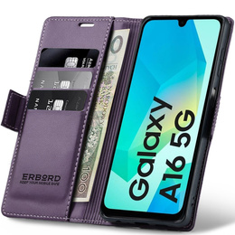 Etui do Samsung Galaxy A16 / A16 5G, ERBORD Glossy Litchi, portfel z klapką, fioletowe