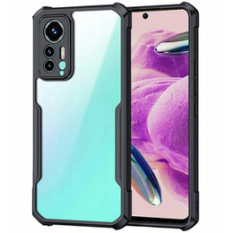 Zestaw Etui do Xiaomi Redmi Note 12S, AntiDrop z ochroną aparatu, przezroczyste z czarną ramką + szkło