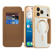 Etui z klapką do iPhone 17 Pro Max, RFID Wallet MagSafe z ochroną aparatu, brązowe