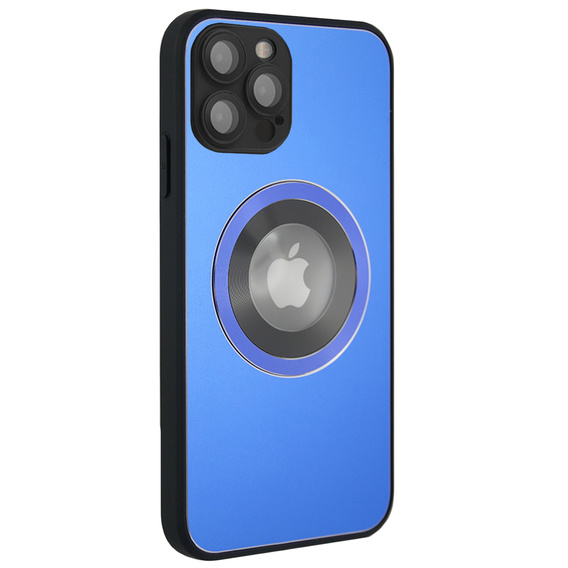 Zestaw Etui do Magsafe do iPhone 13 Pro Max, Hole for Apple Logo, niebieskie + Szkło
