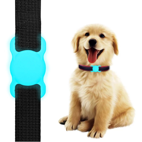 Etui do Apple AirTag 2 / 1, na obroże psa kota, Anti-lost Pet Dog, Świecący Niebieski