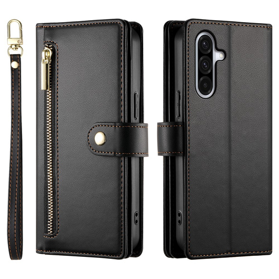 Etui z klapką do Samsung Galaxy A17 5G, Wallet Zipper Pocket, czarne